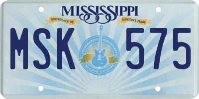 MS license plate MSK575