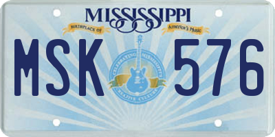 MS license plate MSK576