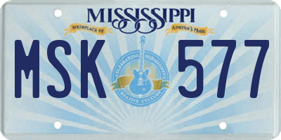 MS license plate MSK577