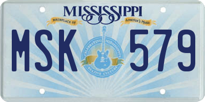 MS license plate MSK579