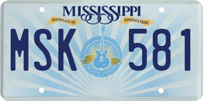 MS license plate MSK581