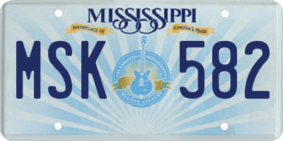 MS license plate MSK582