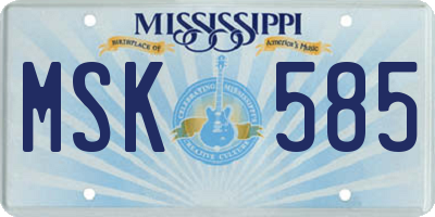 MS license plate MSK585