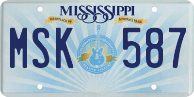 MS license plate MSK587