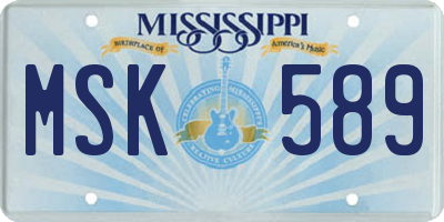 MS license plate MSK589