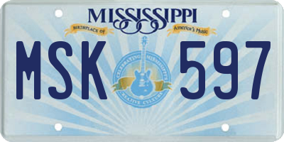 MS license plate MSK597