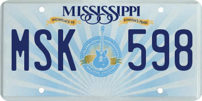 MS license plate MSK598