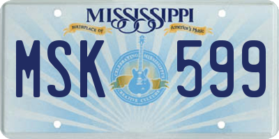 MS license plate MSK599