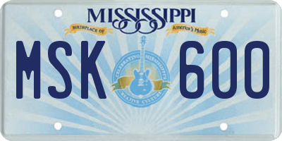 MS license plate MSK600