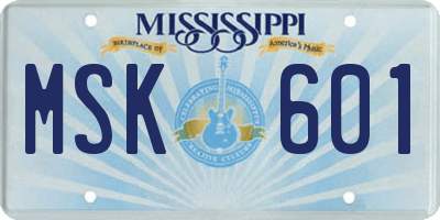 MS license plate MSK601