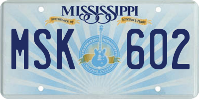 MS license plate MSK602