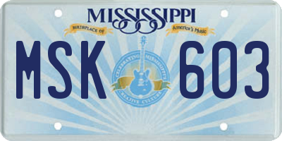 MS license plate MSK603