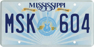 MS license plate MSK604