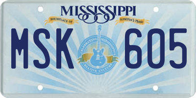 MS license plate MSK605