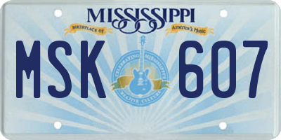 MS license plate MSK607
