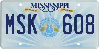 MS license plate MSK608