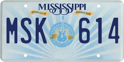 MS license plate MSK614