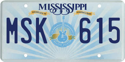 MS license plate MSK615