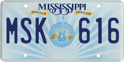 MS license plate MSK616
