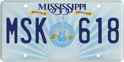 MS license plate MSK618