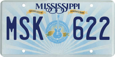 MS license plate MSK622