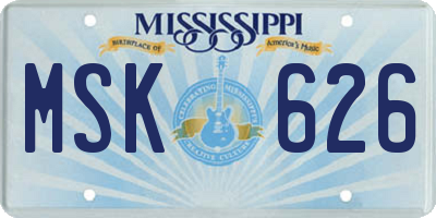 MS license plate MSK626