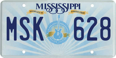 MS license plate MSK628