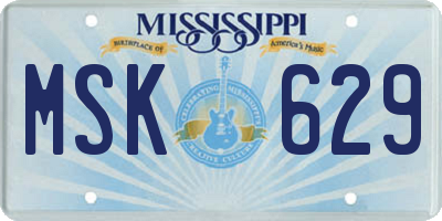MS license plate MSK629