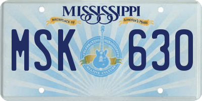 MS license plate MSK630