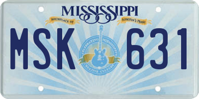 MS license plate MSK631