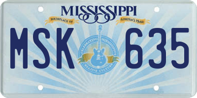 MS license plate MSK635