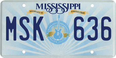 MS license plate MSK636