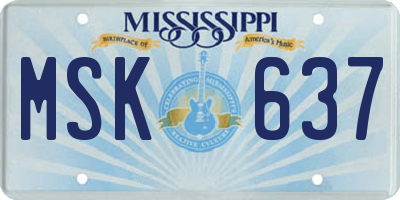 MS license plate MSK637