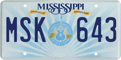 MS license plate MSK643
