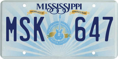 MS license plate MSK647