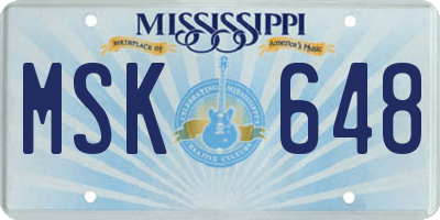 MS license plate MSK648