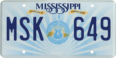 MS license plate MSK649