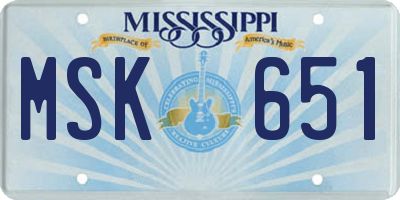 MS license plate MSK651
