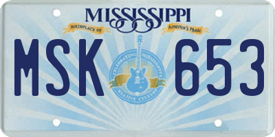 MS license plate MSK653
