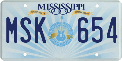 MS license plate MSK654
