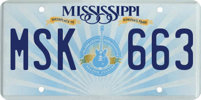 MS license plate MSK663