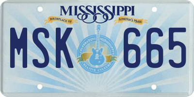 MS license plate MSK665
