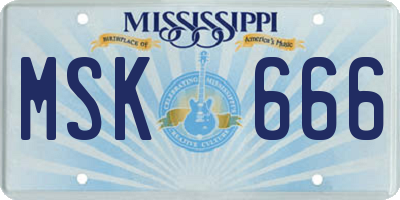 MS license plate MSK666