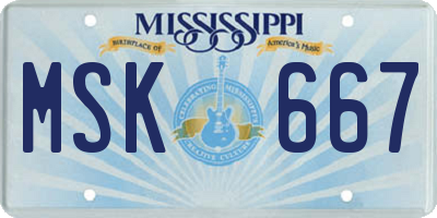 MS license plate MSK667