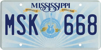 MS license plate MSK668