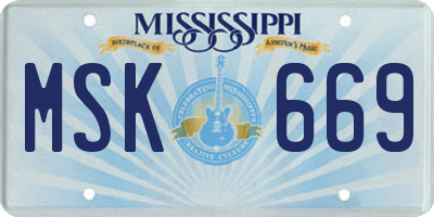 MS license plate MSK669