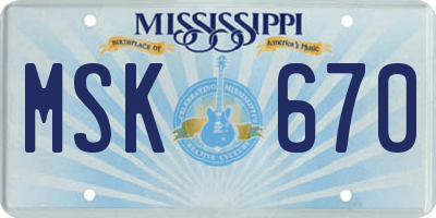 MS license plate MSK670
