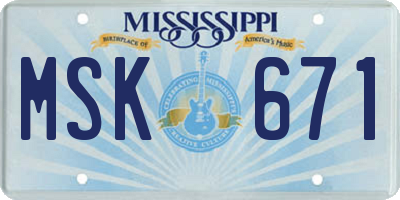 MS license plate MSK671