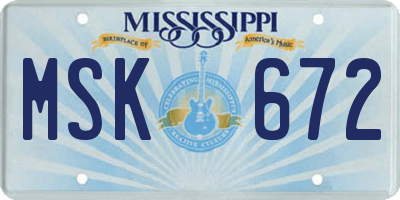 MS license plate MSK672