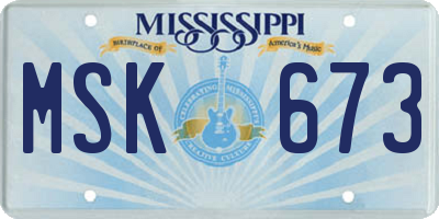 MS license plate MSK673